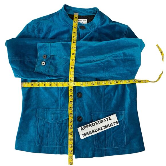 Covington Blazer Womens 14 Blue Velour Jacket Career Professional Work Office - Picture 9 of 16